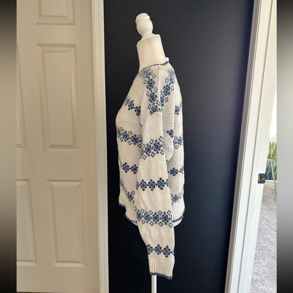Vintage Liz Wear 100% Cotton Blue/White Sweater size Medium - Picture 3 of 12